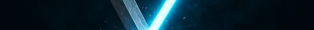 Römischer Gladius und Lichtschwert kreuzen sich.