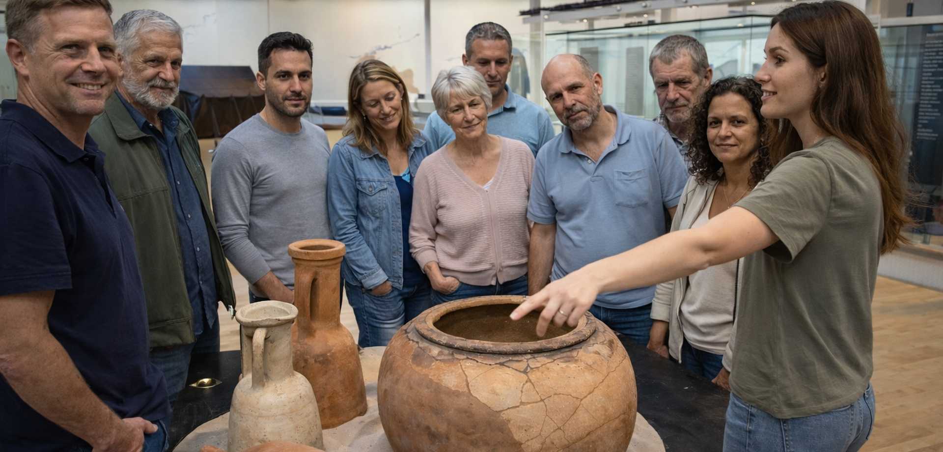 Gruppe wird durch die Dauerausstellung geführt.