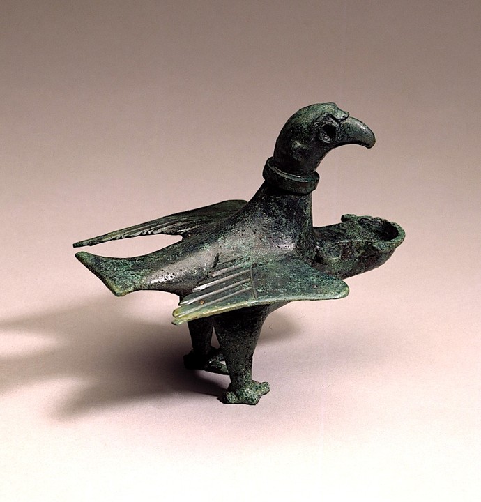 Öllampe aus Bronze in Form eines Adlers