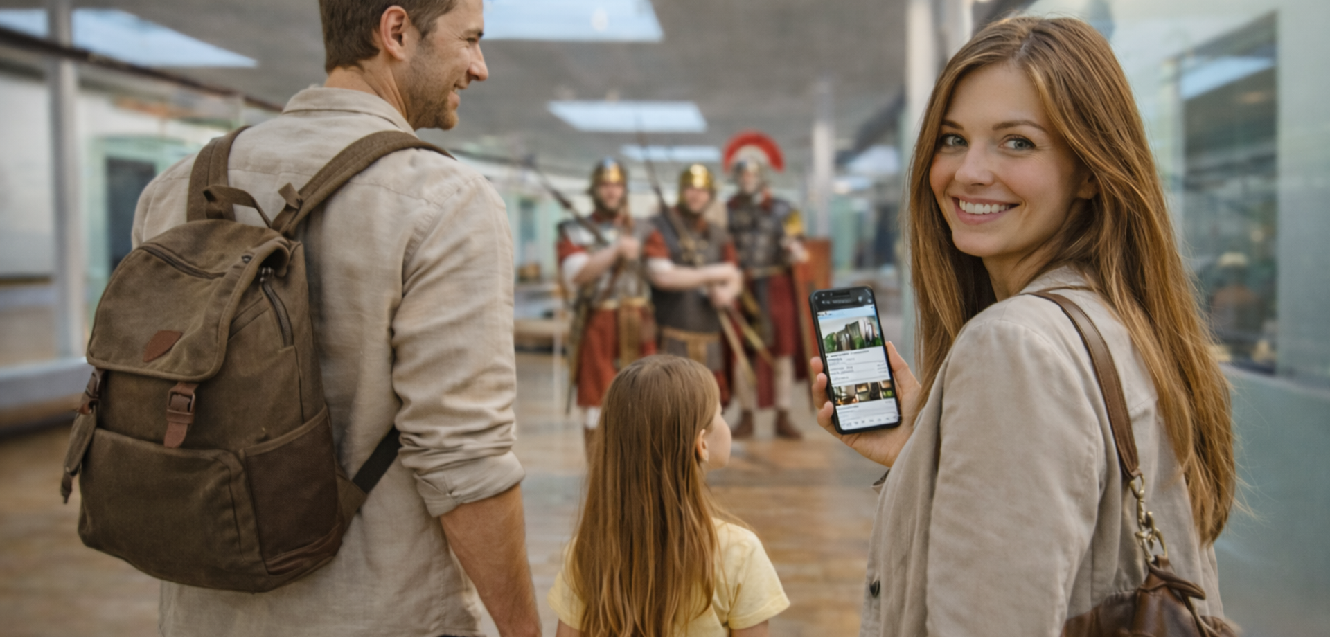 Familie besucht die Ausstellung